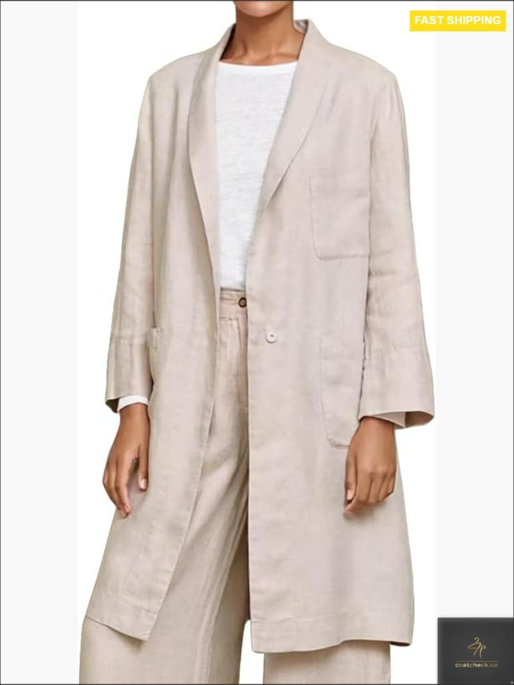 Lightweight Cotton Linen Blazer Casual Chic Spring Summer Trench Coat